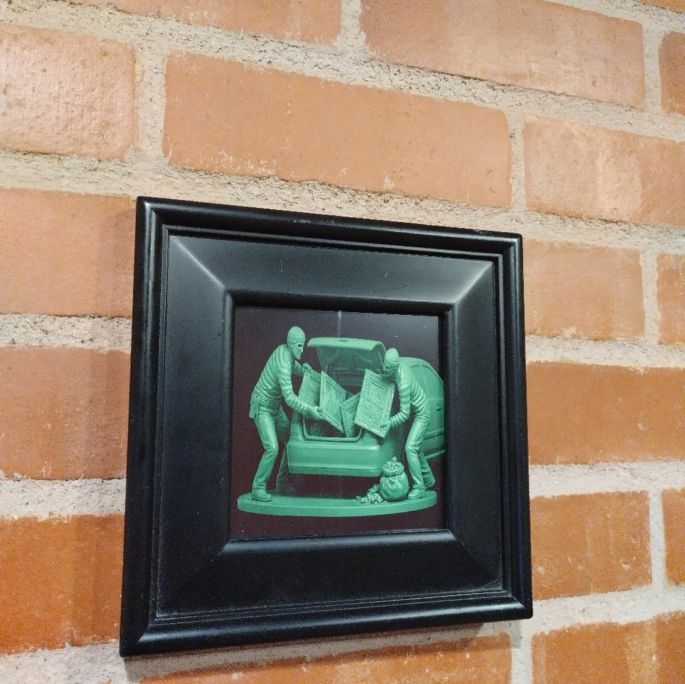 Burglars Performing Art Heist Plastic Army Man Framed Art Print By Neon Nicho